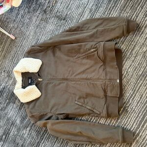 PAIGE Brown Jacket with Cream Shearling Collar